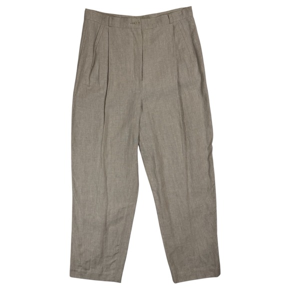 Vintage Larry Levine High Waist Pleated Trousers Size 10 Tag 14 Linen Dress Pant - Picture 1 of 13